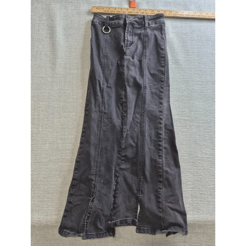 Unif Maxi Skirt Womens 25 Black Denim Cotton Dark Wash Open Back Minimalist